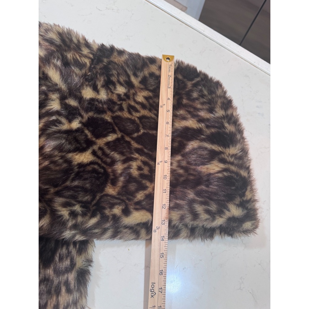 Roamans‎ Leopard Print Faux Fur Hooded Coat Plus Size 34/36 4X Brown Black Zip - Picture 12 of 12
